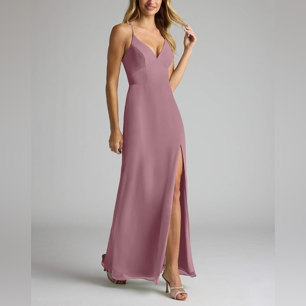 AZAZIE BECCA Dress Women’s Size A4 Dusty Rose Sheath V-Neck Chiffon Dress